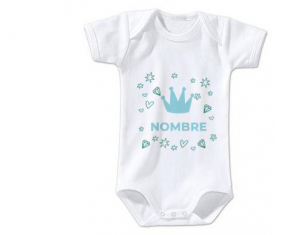 Bodies bebé azul corona corazón diseño-2 con nombre