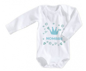 Bodies bebé azul corona corazón diseño-2 con nombre