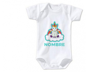 Bodies bebé unicornio con alas en la nube con nombre