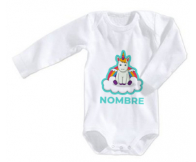 Bodies bebé unicornio con alas en la nube con nombre