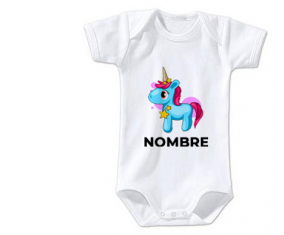 Bodies bebé unicornio azul rosa con nombre