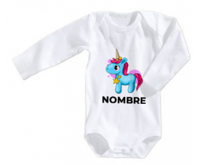 Bodies bebé unicornio azul rosa con nombre