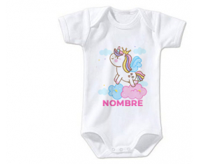 Bodies bebé unicornio con corona en la nube con nombre