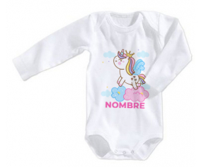 Bodies bebé unicornio con corona en la nube con nombre