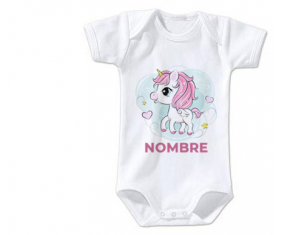 Bodies corazón de pony rosa bebé con nombre