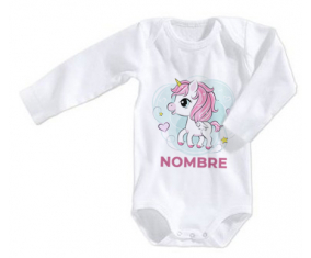 Bodies corazón de pony rosa bebé con nombre