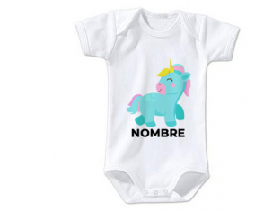 Bodies bebé Unicornio diseño-3 con nombre