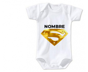 Bodies bebé logotipo de Superman dorado con nombre