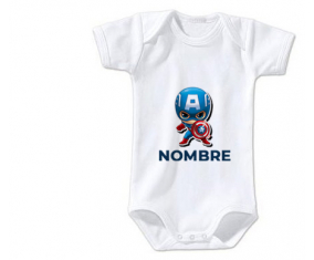 Bodies Baby Captain America Kids diseño-1 con nombre