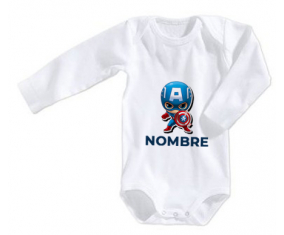 Bodies Baby Captain America Kids diseño-1 con nombre