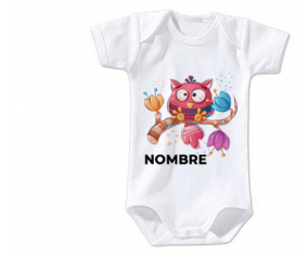 Bodies bebé animales divertidos búho con nombre