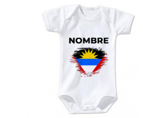 Bodies efecto cepillo de bandera de bebé Antigua y Barbuda con nombre