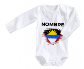 Bodies efecto cepillo de bandera de bebé Antigua y Barbuda con nombre