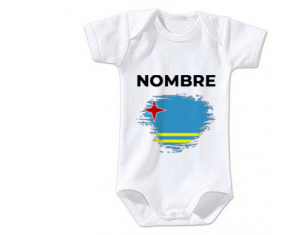 Bodies efecto cepillo de bandera bebé Aruba con nombre