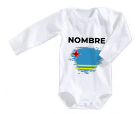 Bodies efecto cepillo de bandera bebé Aruba con nombre