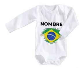 Bodies efecto cepillo de bandera de bebé Brasil con nombre