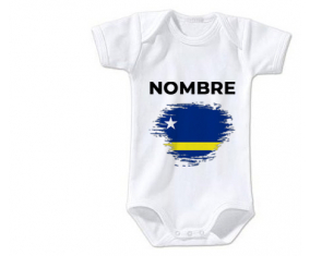 Bodies efecto cepillo de bandera de bebé Curazao con nombre