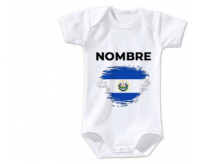 Bodies efecto cepillo de bandera de bebé El Salvador con nombre