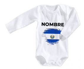 Bodies efecto cepillo de bandera de bebé El Salvador con nombre