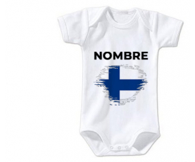 Bodies efecto cepillo de bandera de bebé Finlandia con nombre