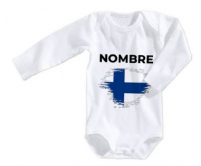 Bodies efecto cepillo de bandera de bebé Finlandia con nombre