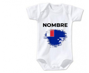 Bodies cepillo de bandera de bebé efecto francés tierras del sur con nombre