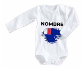 Bodies cepillo de bandera de bebé efecto francés tierras del sur con nombre