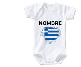 Bodies efecto cepillo de bandera de bebé Grecia con nombre