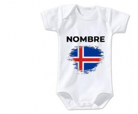 Bodies efecto cepillo de bandera bebé Islandia con nombre
