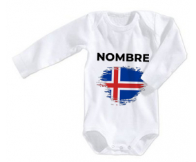 Bodies efecto cepillo de bandera bebé Islandia con nombre
