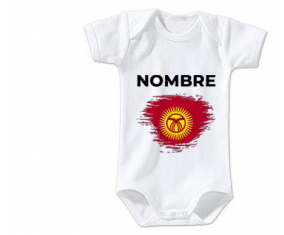 Bodies efecto cepillo de la bandera del bebé Kirguistán con nombre