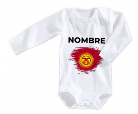 Bodies efecto cepillo de la bandera del bebé Kirguistán con nombre