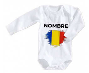 Bodies efecto cepillo de bandera bebé Rumania con nombre