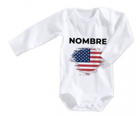 Bodies efecto cepillo de bandera de bebé EE.UU. con nombre