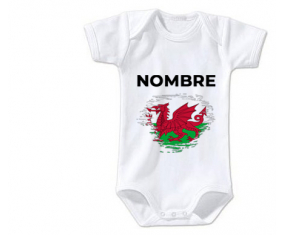 Bodies bebé bandera cepillo efecto Gales con nombre
