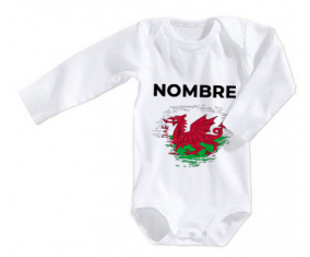 Bodies bebé bandera cepillo efecto Gales con nombre