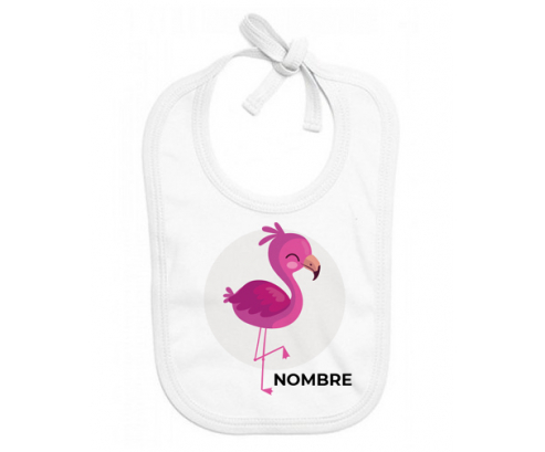 Flamenco rosa - nombre: Babero para bebé