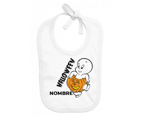 Halloween casper + nombre : Babero para bebé