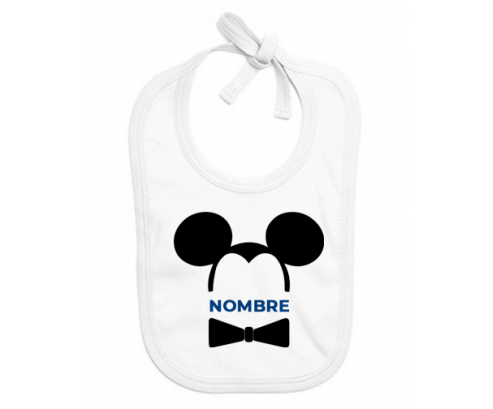 Disney Mickey Black Ears Pajarita negra con nombre: Babero para bebé