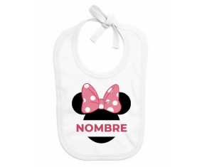 Disney Minnie Black Ears Nudo rosa con nombre: Babero para bebé