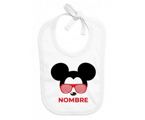 Disney Mickey Black Ears bisel rojo con nombre: Babero para bebé