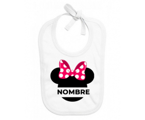 Disney Minnie Knot lunares blancos rosados con nombre: Babero para bebé