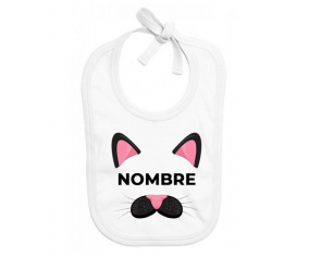 Gato rosa con nombre: Babero para bebé