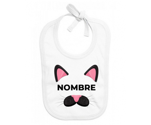 Gato rosa con nombre: Babero para bebé