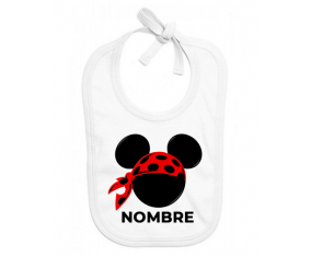 Disney Mickey rojo pirata bufanda negro guisantes con nombre: Babero para bebé