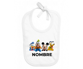 Disney Mickey Donald más bien y bingo diseño 2 con nombre: Babero para bebé