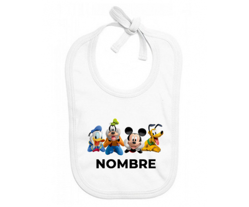 Disney Mickey Donald más bien y bingo diseño 2 con nombre: Babero para bebé