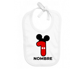 Disney Mickey Número 1 con nombre: Babero para bebé