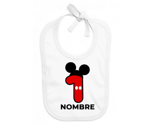 Disney Mickey Número 1 con nombre: Babero para bebé