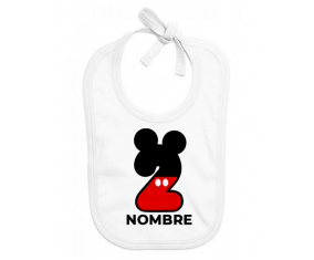 Disney Mickey Número 2 con nombre: Babero para bebé